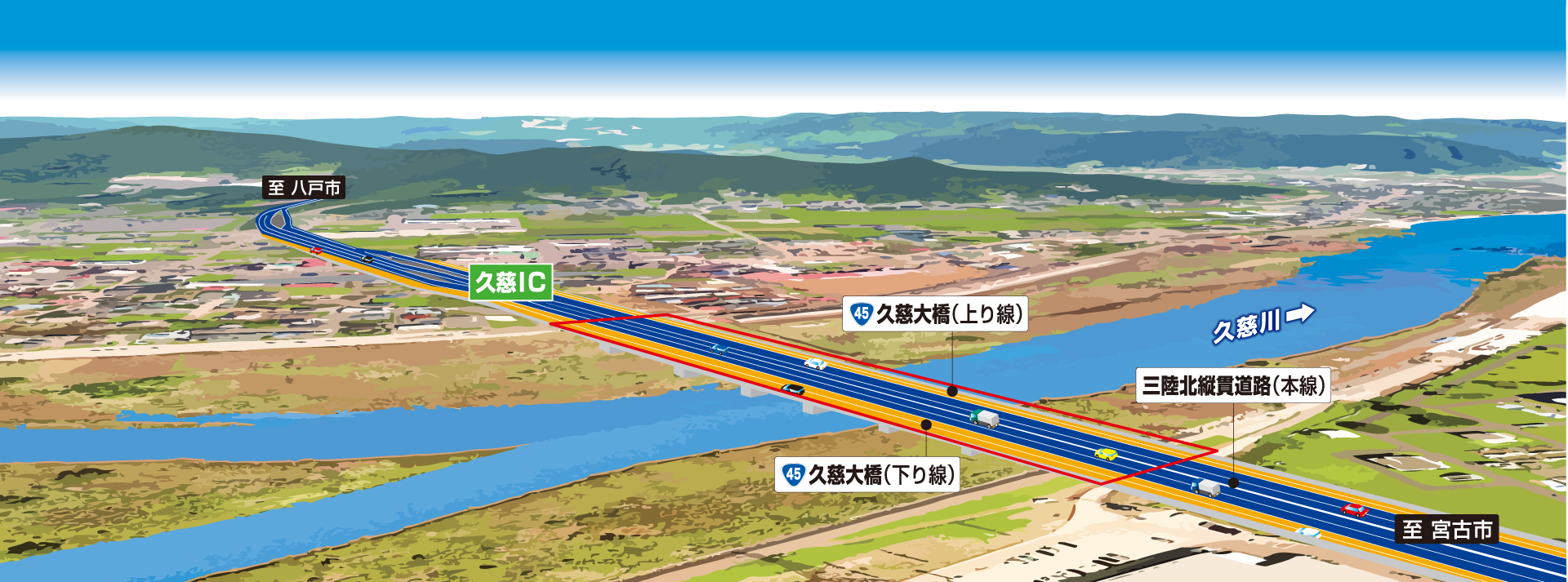 国道45号久慈大橋外上部工工事 看板イメージ